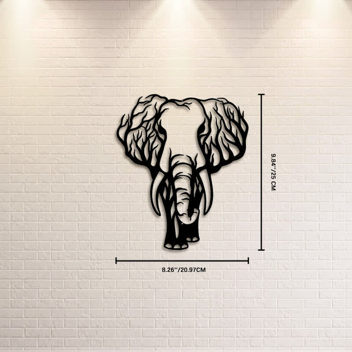 Buddha Stones Minimalist Elephant Head Line Design Iron Metal Wall Decor - Approx. 20.97cm x 25cm x 0.1cm / 8.26in x 9.84in x 0.04in - image 2