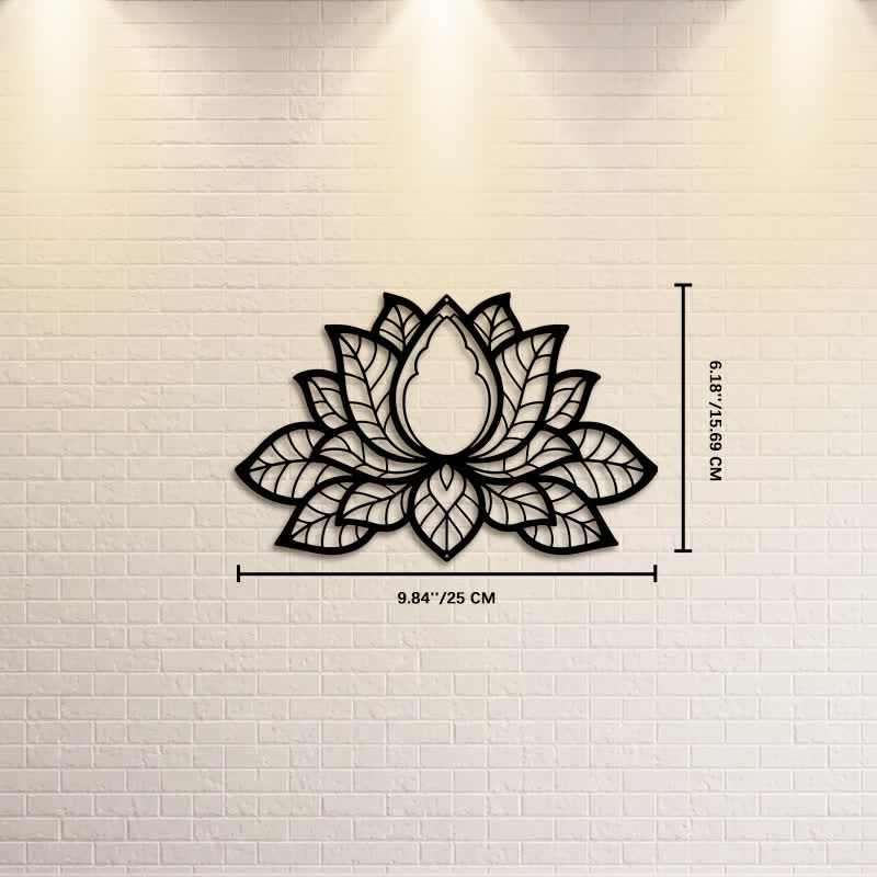 Buddha Stones Metal Lotus Enlightenment Silhouette Iron Meaningful Symbols Wall Art - Approx. 25cm x 15.69cm x 0.1cm / 9.84in x 6.18in x 0.04in - image 2