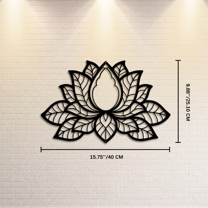 Buddha Stones Metal Lotus Enlightenment Silhouette Iron Meaningful Symbols Wall Art - Approx. 40cm x 25.10cm x 0.1cm / 15.75in x 9.88in x 0.04in - image 8