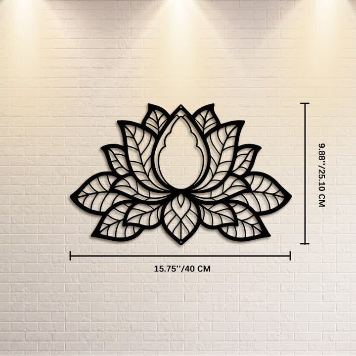 Buddha Stones Metal Lotus Enlightenment Silhouette Iron Meaningful Symbols Wall Art - Approx. 40cm x 25.10cm x 0.1cm / 15.75in x 9.88in x 0.04in - image 8
