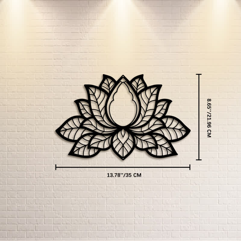 Buddha Stones Metal Lotus Enlightenment Silhouette Iron Meaningful Symbols Wall Art - Approx. 35cm x 21.96cm x 0.1cm / 13.78in x 8.65in x 0.04in - image 6