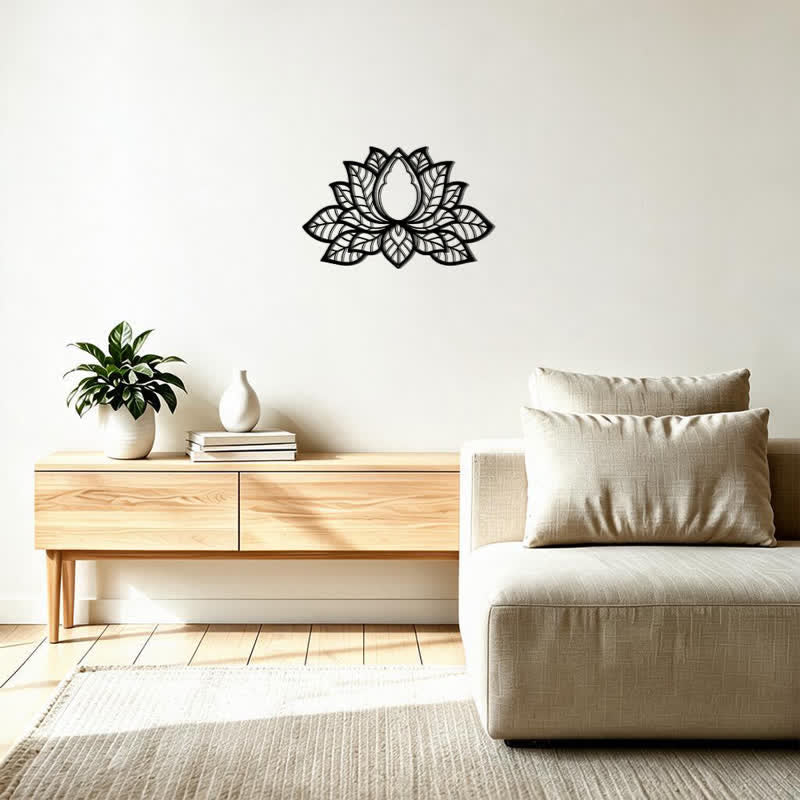 Buddha Stones Metal Lotus Enlightenment Silhouette Iron Meaningful Symbols Wall Art - image 11