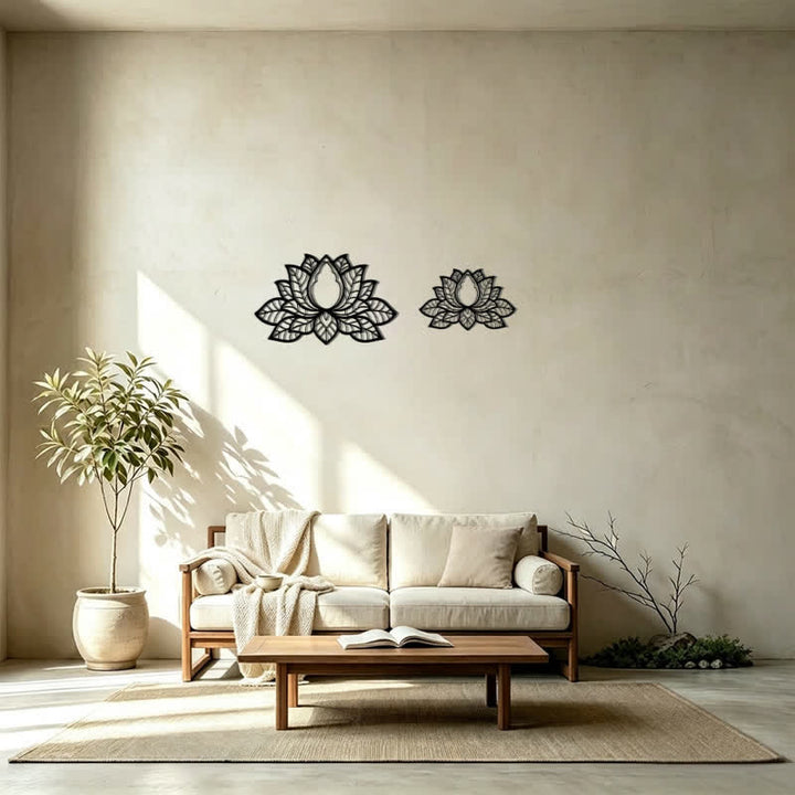 Buddha Stones Metal Lotus Enlightenment Silhouette Iron Meaningful Symbols Wall Art - image 14