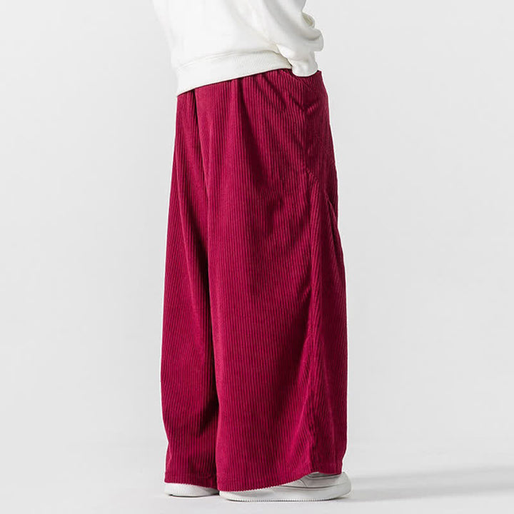Buddha Stones Fall Winter Casual Drawstring Solid Long Pants Corduroy Men's Wide Leg Pants With Pockets - image 20