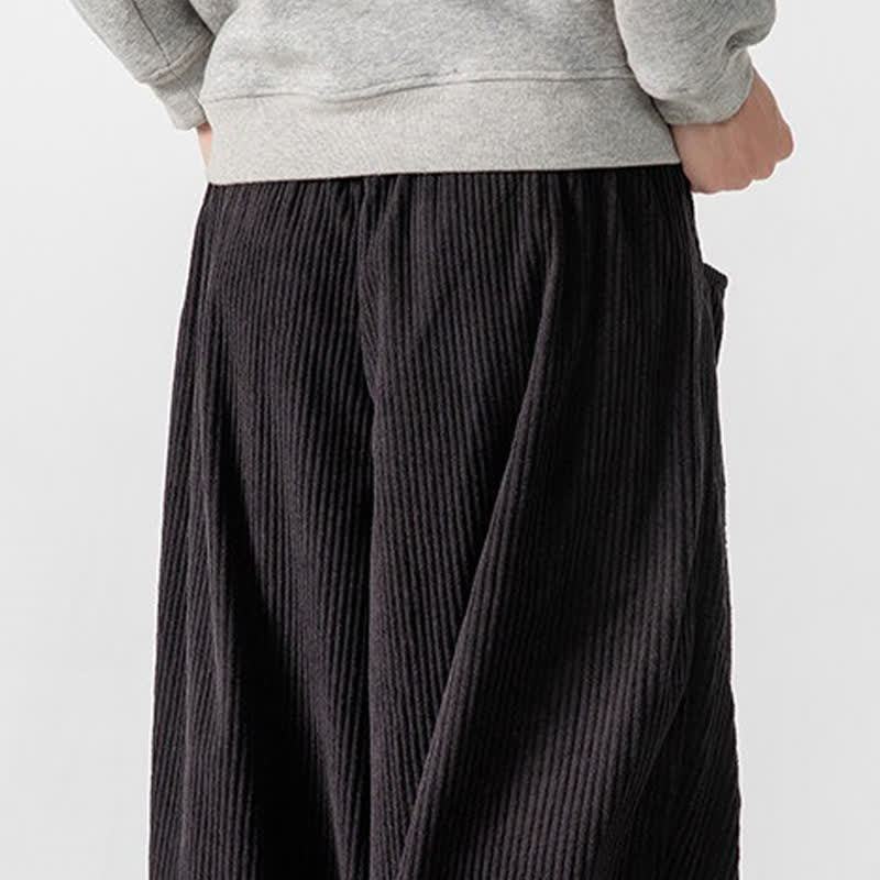 Buddha Stones Fall Winter Casual Drawstring Solid Long Pants Corduroy Men's Wide Leg Pants With Pockets - image 40