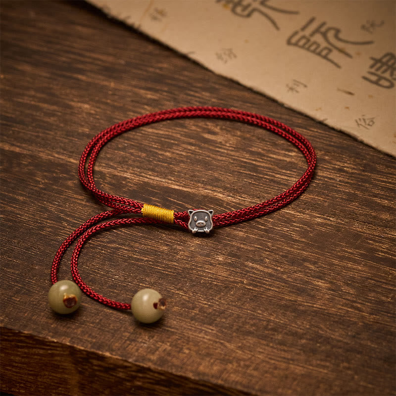 Buddha Stones Vintage 925 Sterling Silver Chinese Zodiac Luck Braided Red String Bracelet - Pig - 5.5–7.1 in (14–18 cm) - image 22