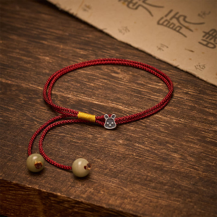 Buddha Stones Vintage 925 Sterling Silver Chinese Zodiac Luck Braided Red String Bracelet - Rabbit - 5.5–7.1 in (14–18 cm) - image 37