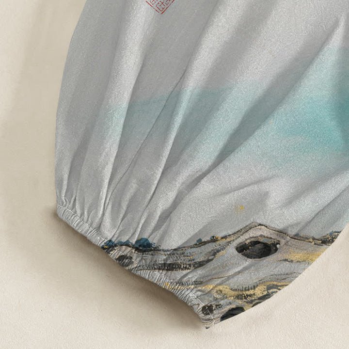 Buddha Stones Cotton Peony Bird Garden Pattern Women's Elastic Waist Harem Pants With Side Pockets - image 6