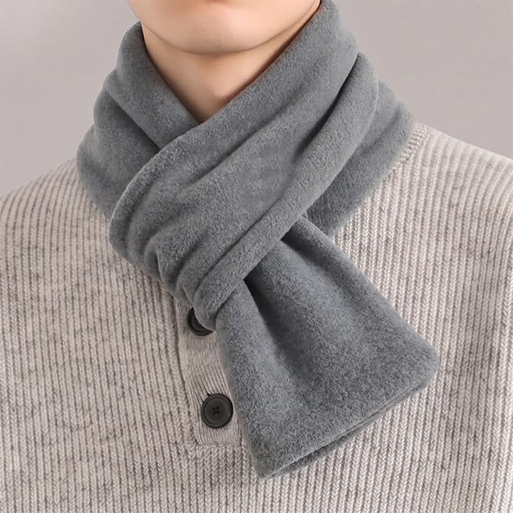 Buddha Stones Fall Winter Plush Cross Front Neck Warmer Minimalist Men's Scarf - Gray - image 14