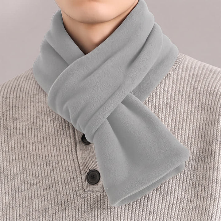 Buddha Stones Fall Winter Plush Cross Front Neck Warmer Minimalist Men's Scarf - Silver - image 16