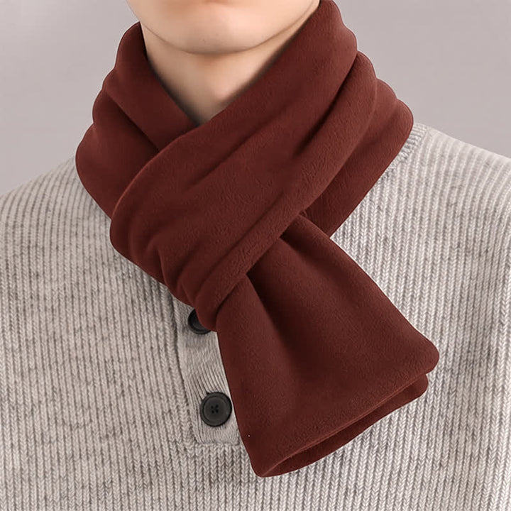 Buddha Stones Fall Winter Plush Cross Front Neck Warmer Minimalist Men's Scarf - Maroon - image 8