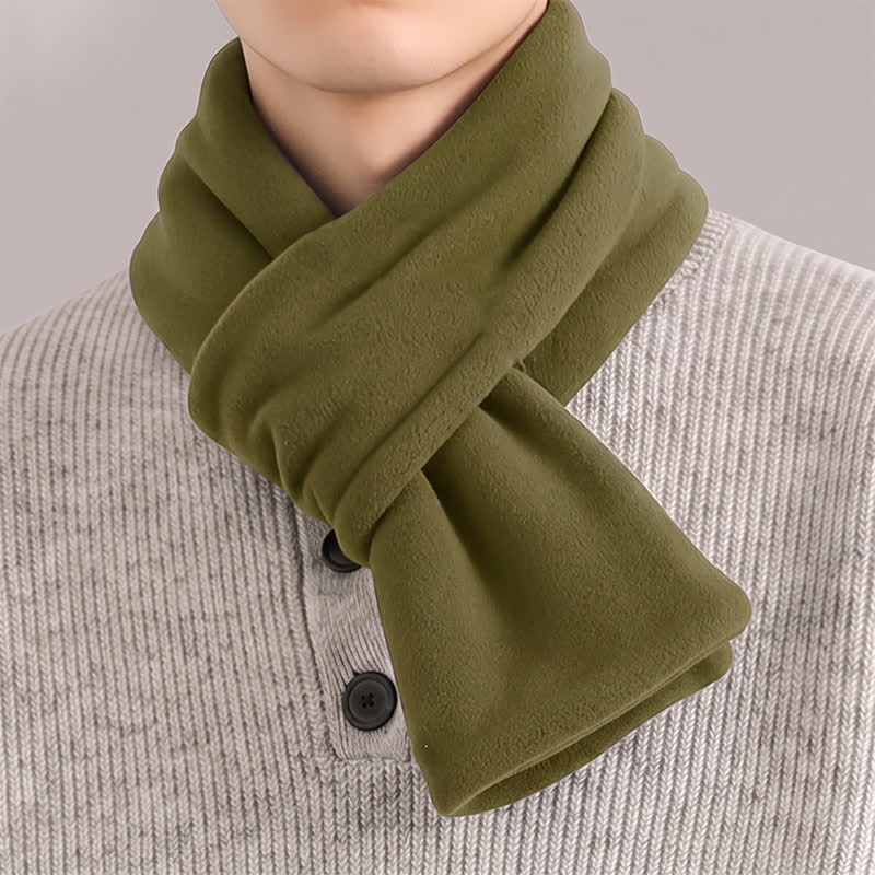 Buddha Stones Fall Winter Plush Cross Front Neck Warmer Minimalist Men's Scarf - OliveDrab - image 10