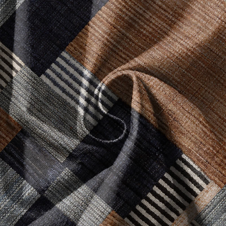 Buddha Stones Pure Cotton Patchwork Plaid Stripe Pattern Drawstring Men's Harem Pants With Pockets - image 5