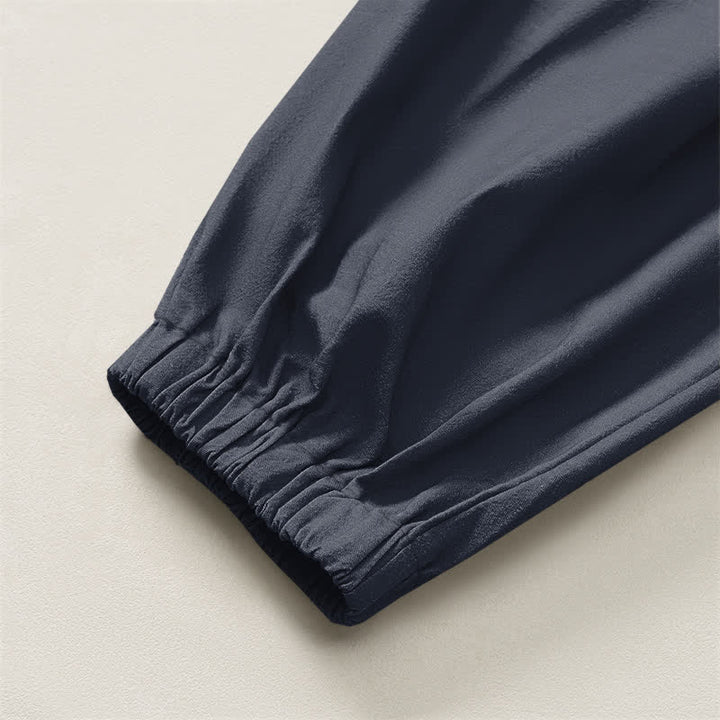 Buddha Stones Pure Cotton Sun Face Pattern Drawstring Men's Harem Pants With Pockets - image 10