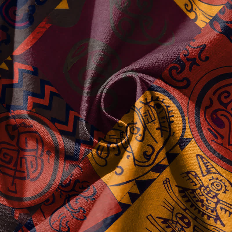 Buddha Stones Pure Cotton Tribal Medallion Patchwork Pattern Drawstring Men's Harem Pants With Pockets - image 5