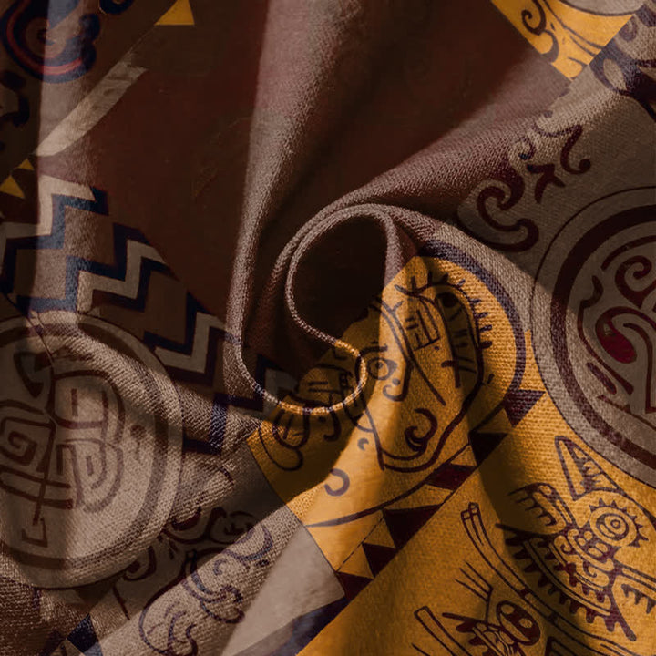 Buddha Stones Pure Cotton Tribal Medallion Patchwork Pattern Drawstring Men's Harem Pants With Pockets - image 17