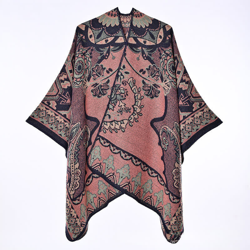Buddha Stones Fall Winter Vintage Garden Floral Geometric Border Women's Shawl - image 12