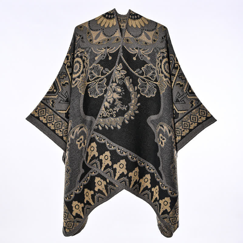Buddha Stones Fall Winter Vintage Garden Floral Geometric Border Women's Shawl - image 9
