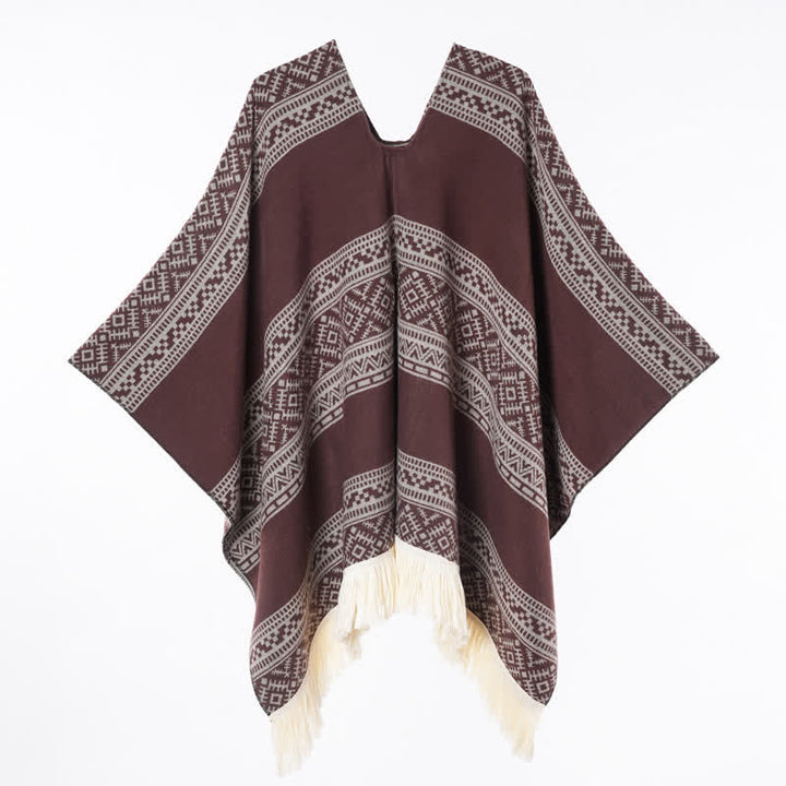 Buddha Stones Fall Winter Boho Geometric Stripe Tassel Women's Shawl - image 25