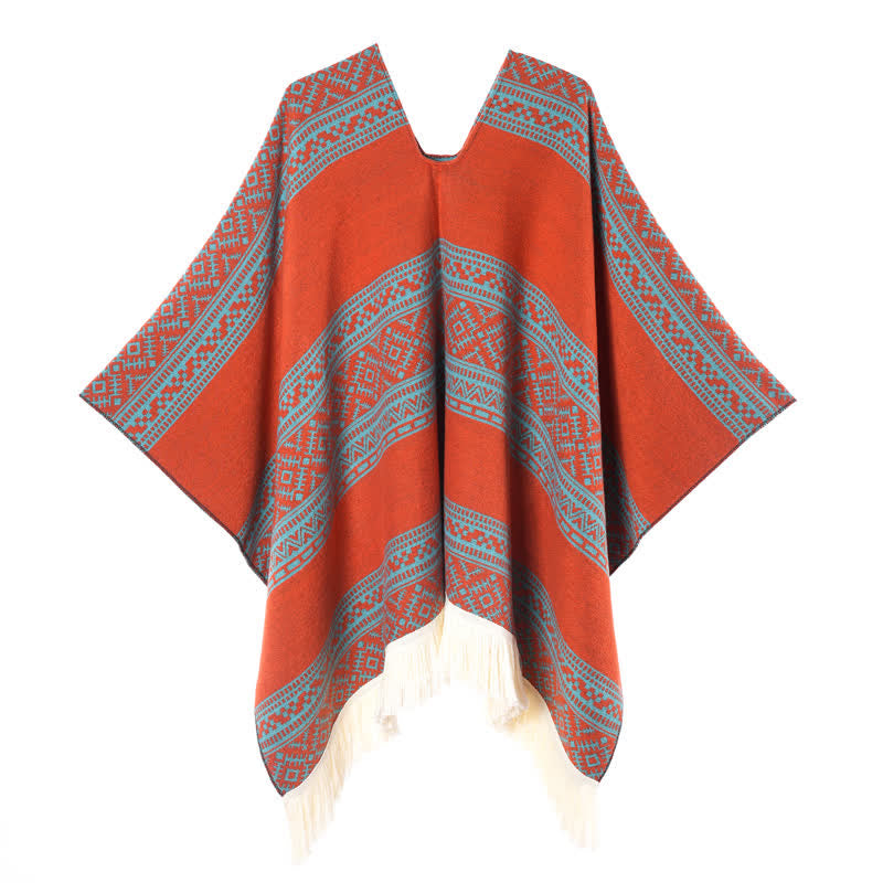 Buddha Stones Fall Winter Boho Geometric Stripe Tassel Women's Shawl - image 12