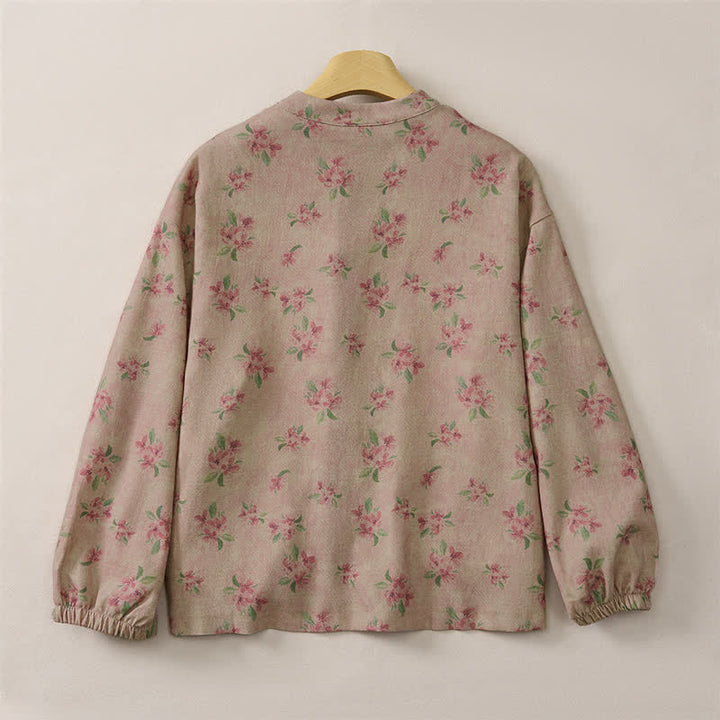 Buddha Stones Fall Winter Vintage Tang Style Mandarin Collar Floral Women's Jacket With Pocket - image 2