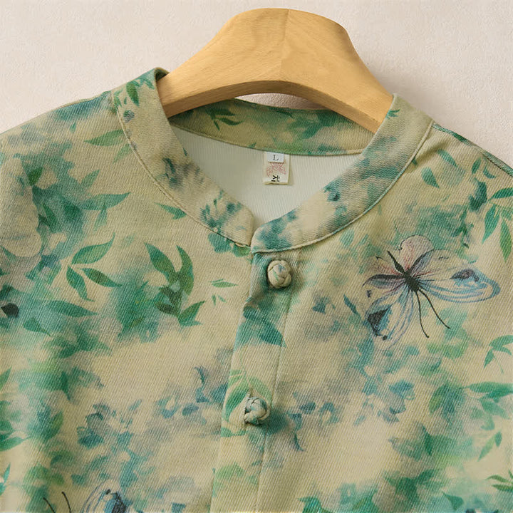 Buddha Stones Fall Winter Vintage Tang Style Mandarin Collar Floral Women's Jacket With Pocket - image 10