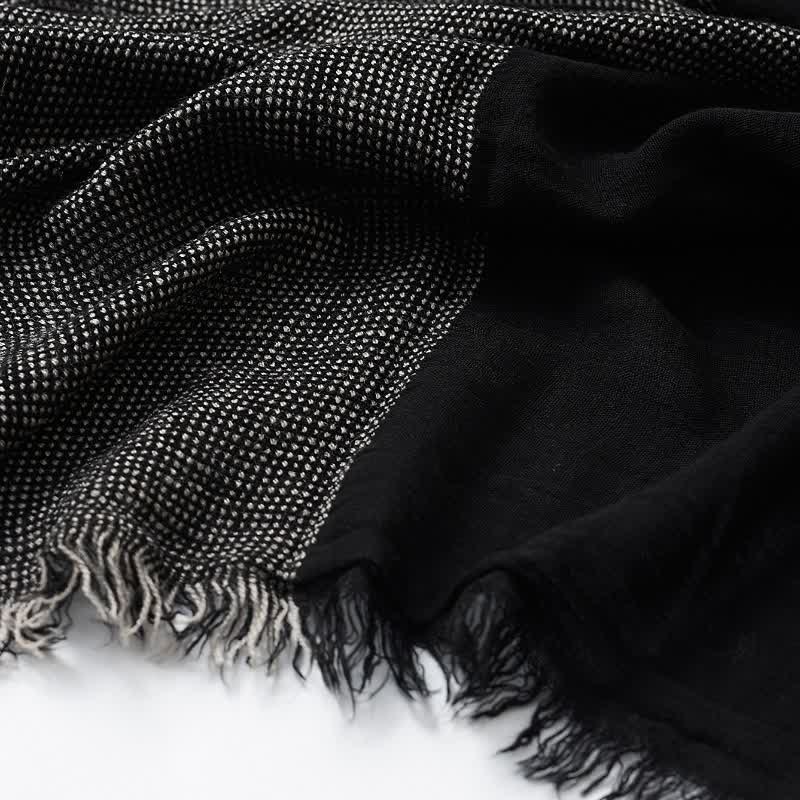 Buddha Stones Spring Fall Two-Colored Woven Tassel Men's Scarf - image 12