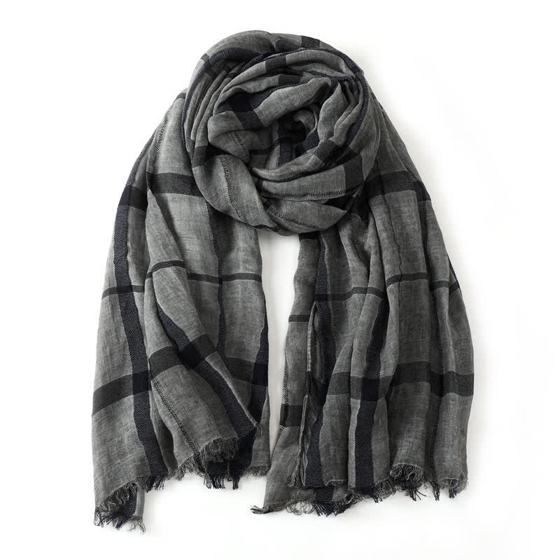 Buddha Stones Spring Fall Urban Plaid Lightweight Fringe Men's Scarf - image 6