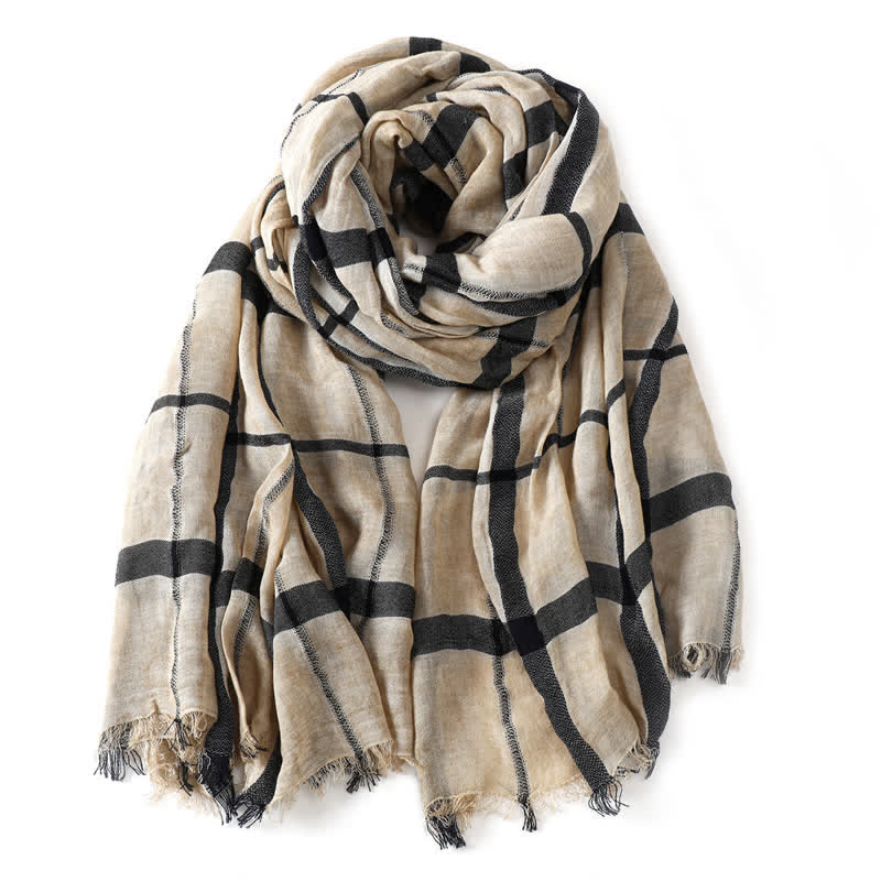 Buddha Stones Spring Fall Urban Plaid Lightweight Fringe Men's Scarf - image 8