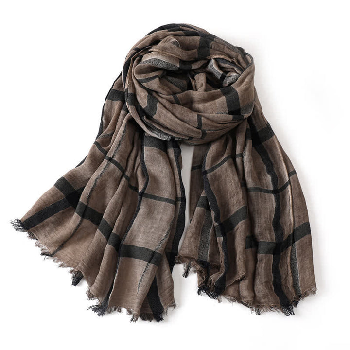 Buddha Stones Spring Fall Urban Plaid Lightweight Fringe Men's Scarf - image 13