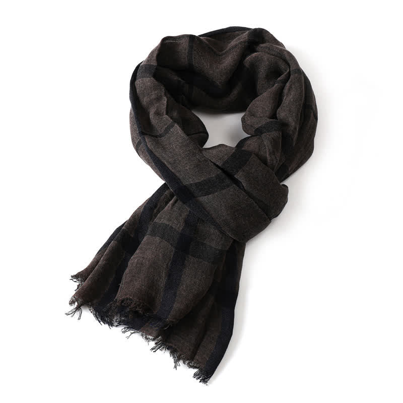Buddha Stones Spring Fall Urban Plaid Lightweight Fringe Men's Scarf - DimGray - image 16