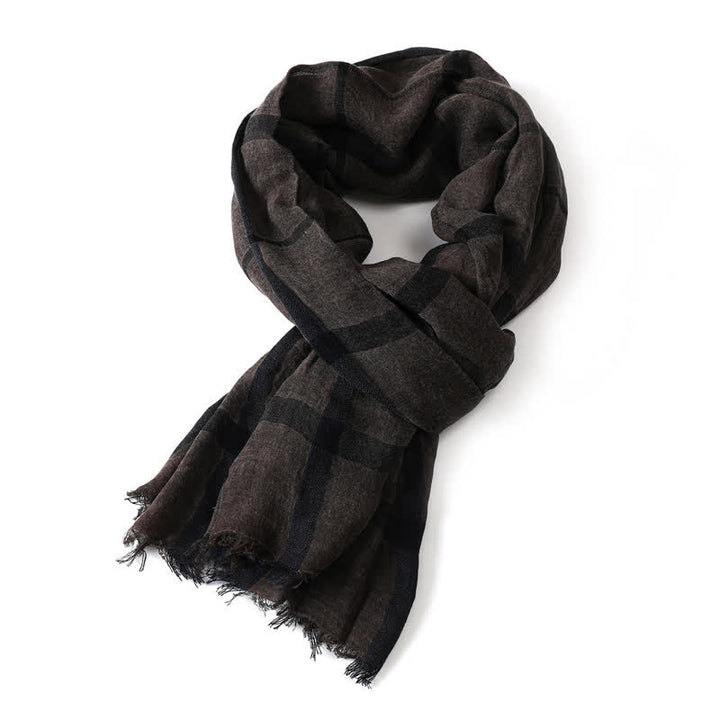 Buddha Stones Spring Fall Urban Plaid Lightweight Fringe Men's Scarf - DimGray - image 16
