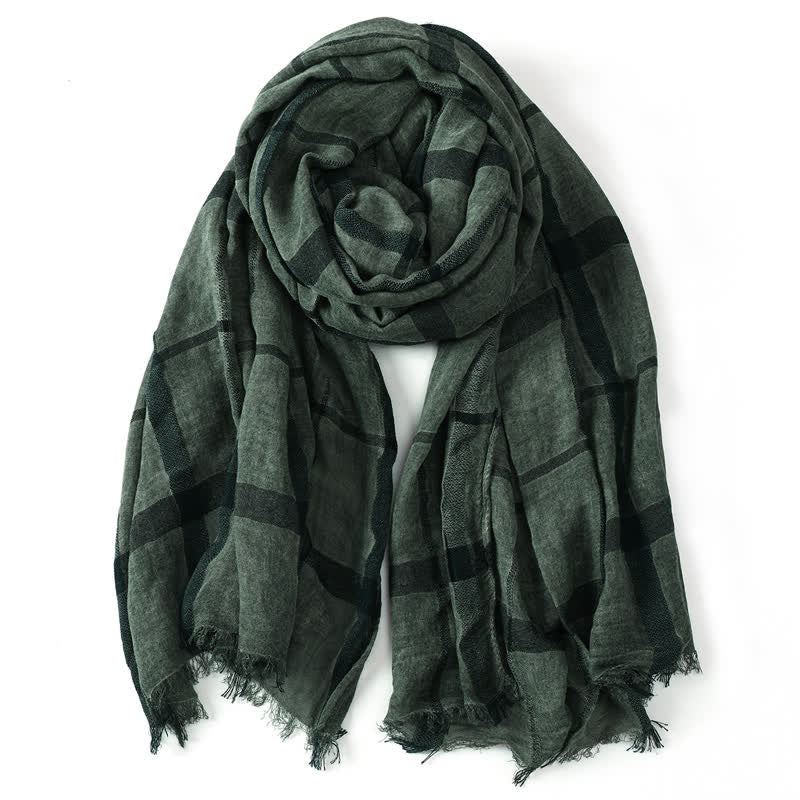 Buddha Stones Spring Fall Urban Plaid Lightweight Fringe Men's Scarf - image 15