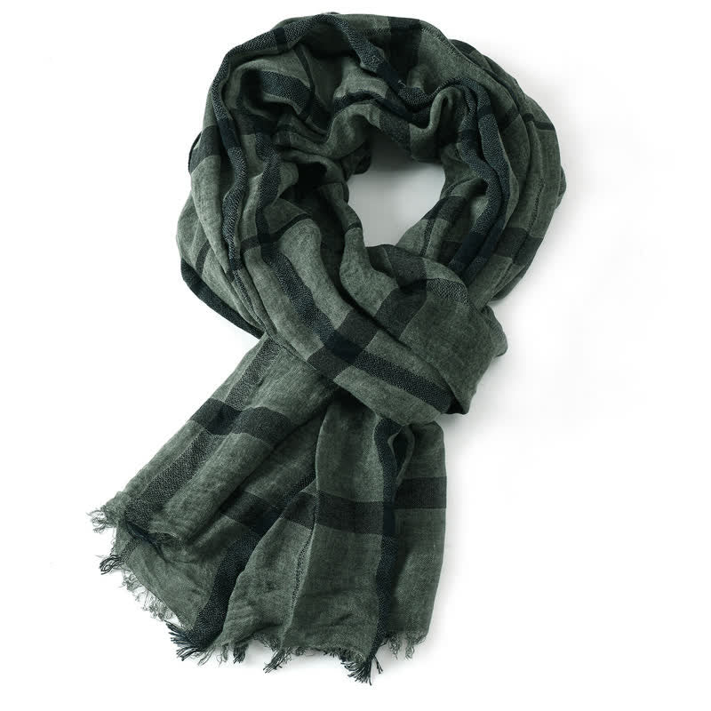 Buddha Stones Spring Fall Urban Plaid Lightweight Fringe Men's Scarf - DarkGreen - image 14
