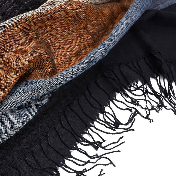 Buddha Stones Fall Winter Contrast Panel Casual Tassel Men's Scarf - image 2