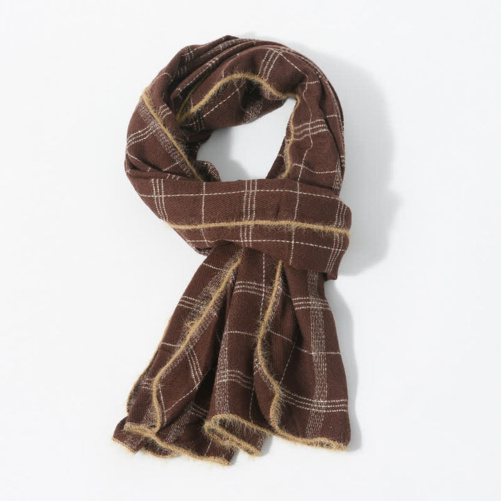 Buddha Stones Fall Winter Plaid Fringe Cozy Knit Men's Scarf - Sienna - image 10