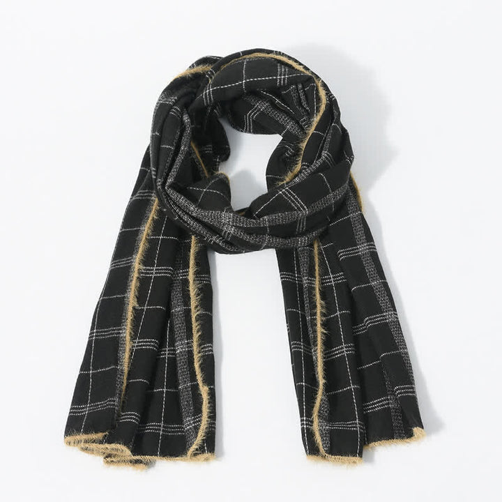 Buddha Stones Fall Winter Plaid Fringe Cozy Knit Men's Scarf - image 2
