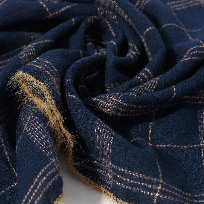 Buddha Stones Fall Winter Plaid Fringe Cozy Knit Men's Scarf - image 6