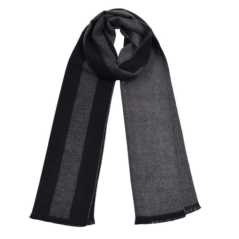 Buddha Stones Fall Winter Color Block Stripe Tassel Cozy Men's Scarf - Black - image 6