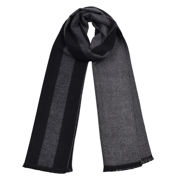 Buddha Stones Fall Winter Color Block Stripe Tassel Cozy Men's Scarf - Black - image 6