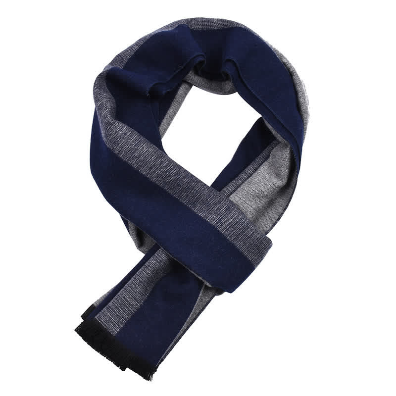 Buddha Stones Fall Winter Color Block Stripe Tassel Cozy Men's Scarf - image 4