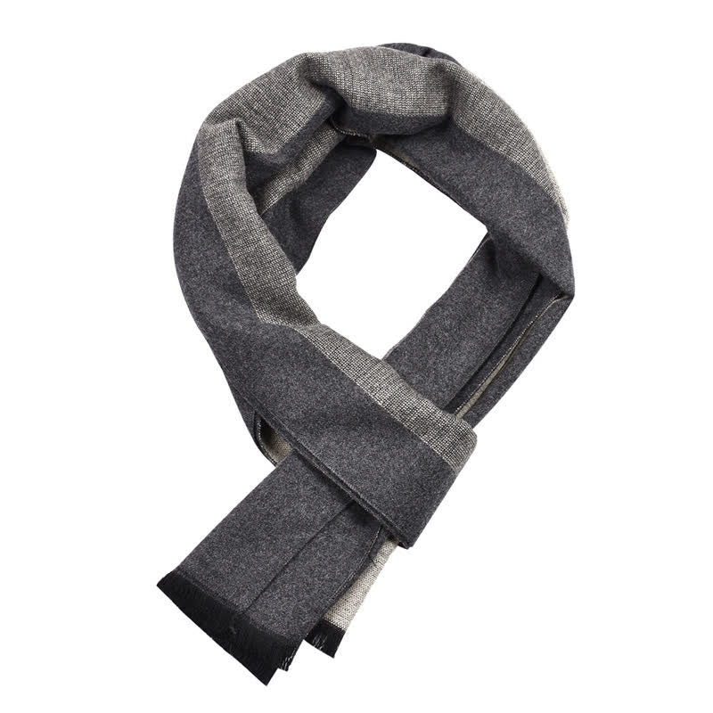Buddha Stones Fall Winter Color Block Stripe Tassel Cozy Men's Scarf - image 1
