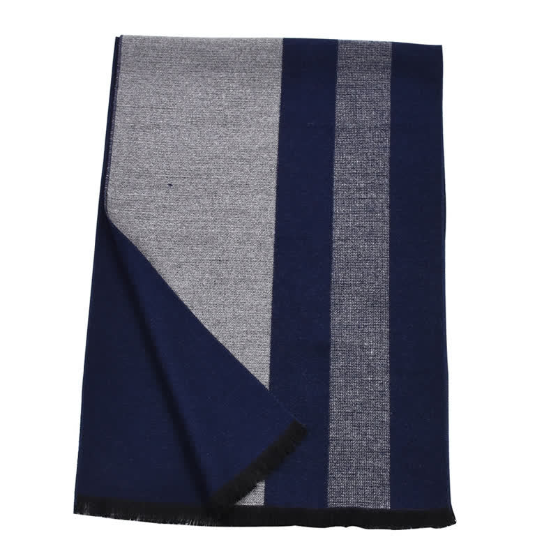 Buddha Stones Fall Winter Color Block Stripe Tassel Cozy Men's Scarf - image 5