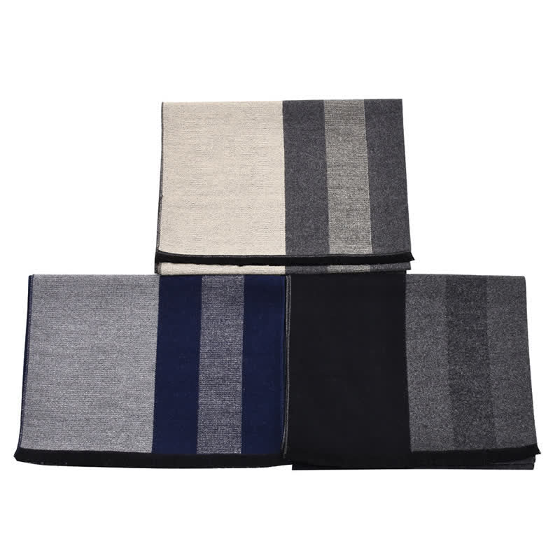 Buddha Stones Fall Winter Color Block Stripe Tassel Cozy Men's Scarf - image 10