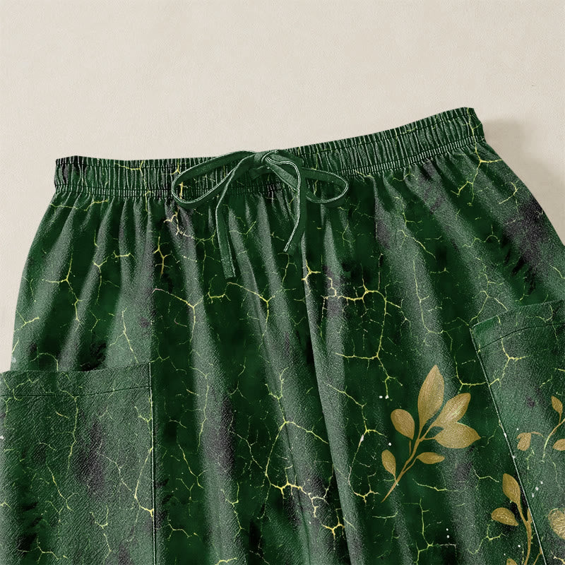 Buddha Stones Cotton Botanical Butterfly Crackle Pattern Women's Elastic Waist Harem Pants With Side Pockets - image 5