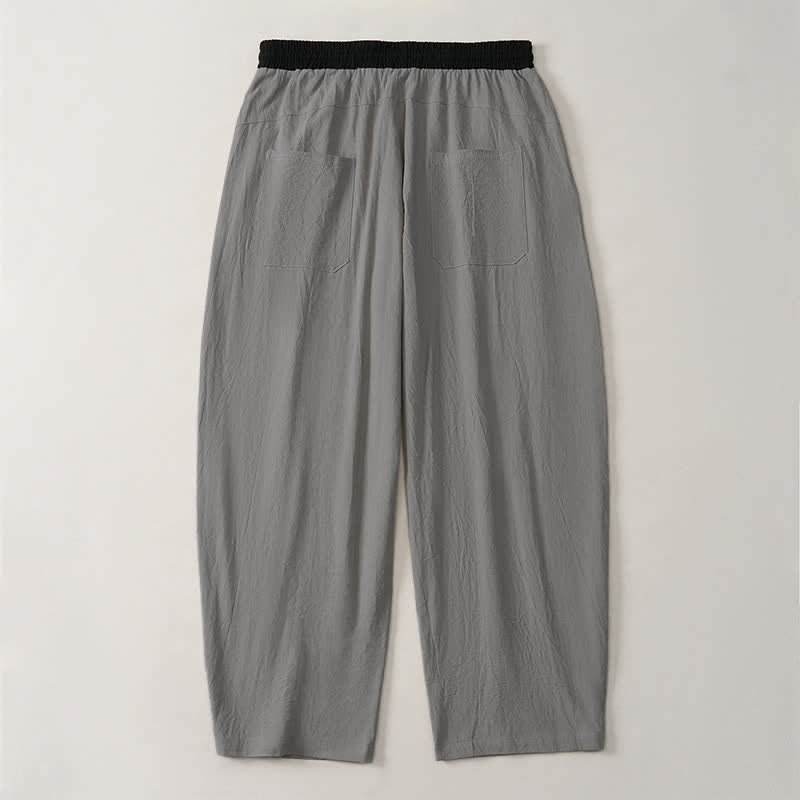 Buddha Stones Spring Summer Casual Color Block Drawstring Solid Cotton Linen Long Pants Men's Straight Leg Pants With Pockets - image 13