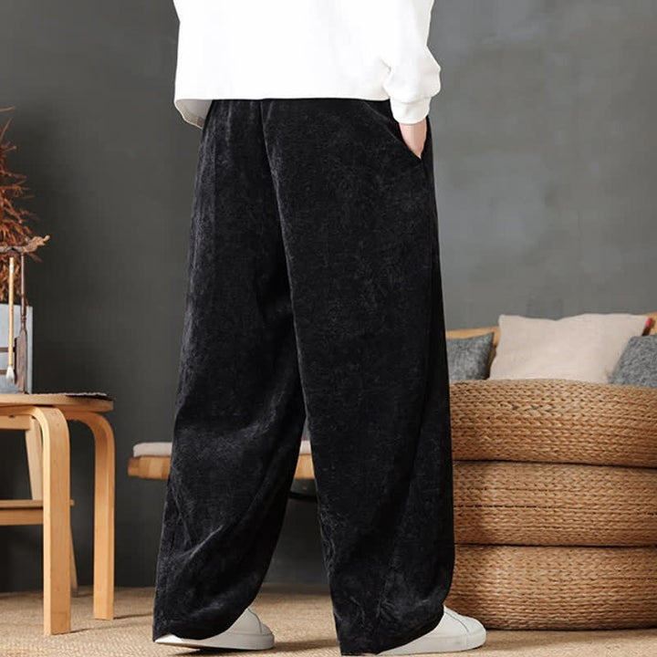 Buddha Stones Fall Winter Casual Drawstring Solid Color Long Pants Men's Straight Leg Pants With Pockets - image 15