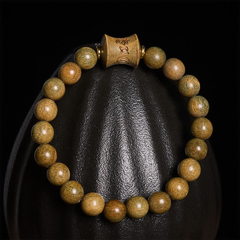 Buddha Stones Green Sandalwood Meditation Round Bead Bracelet - image 3