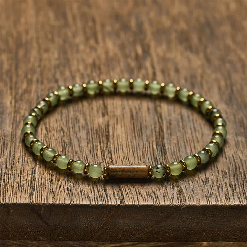 Buddha Stones Green Grape Agate Picture Jasper Growth Round Beaded Bracelet - Picture Jasper(Courage ♥ Wisdom) - image 0