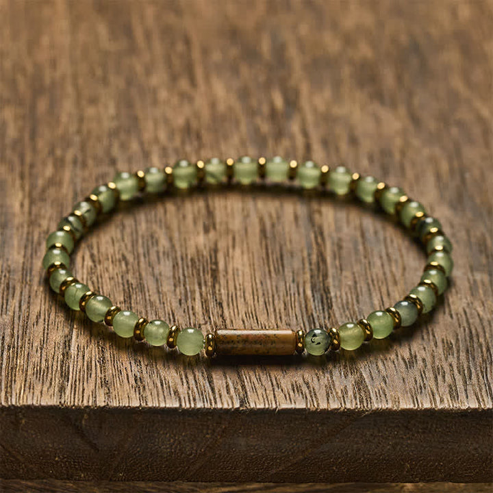 Buddha Stones Green Grape Agate Picture Jasper Growth Round Beaded Bracelet - Picture Jasper(Courage ♥ Wisdom) - image 0